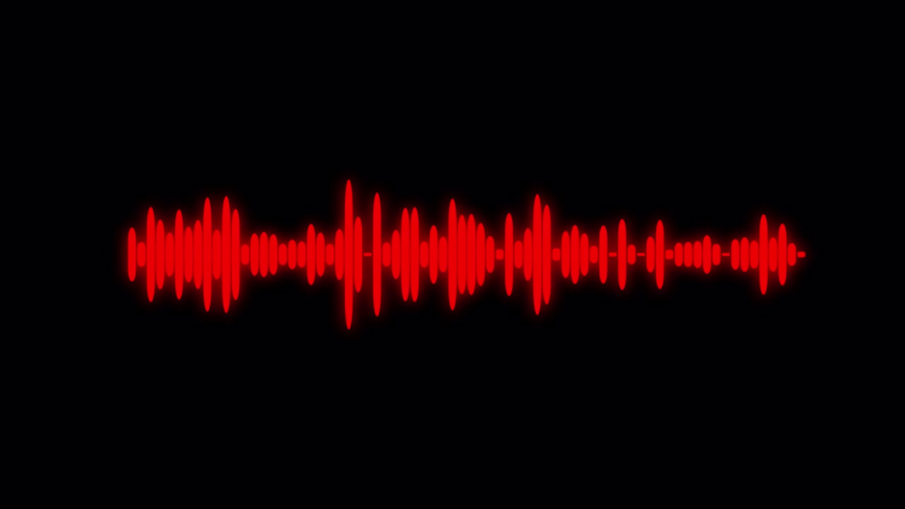 Animated Red Audio Waveform Equalizer on Black Background