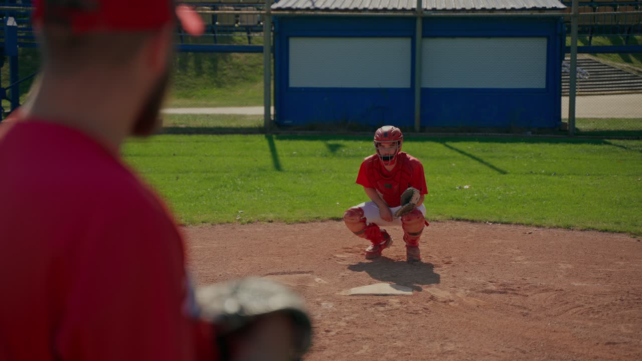 Ricevitori di baseball durante una partita