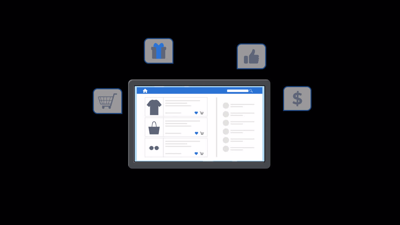 Animated E-commerce Website Displayed on a Tablet Screen