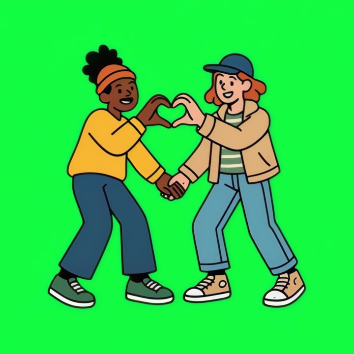 Two Friends Making a Heart Shape with Their Hands