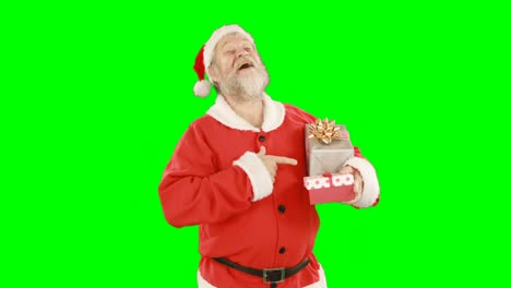 Weihnachtsmann-Hält-Eine-Geschenkbox