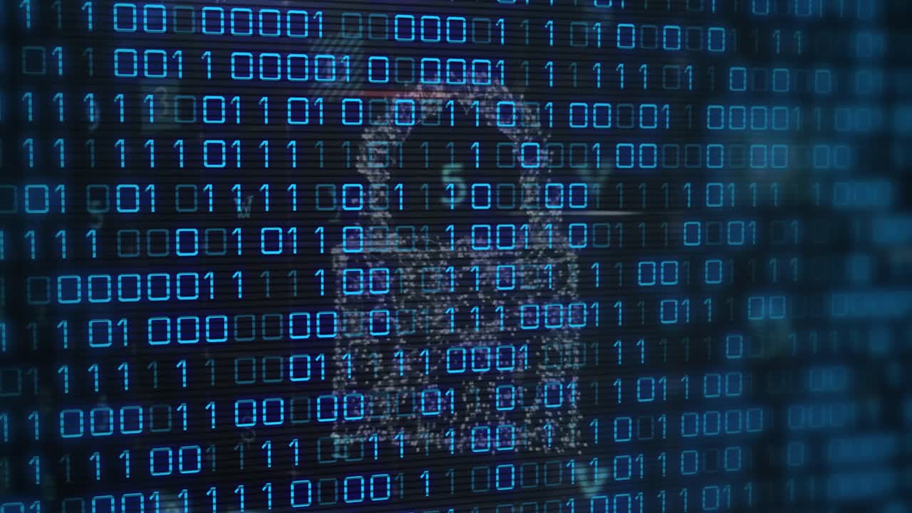 animación del procesamiento de datos sobre un fondo negro