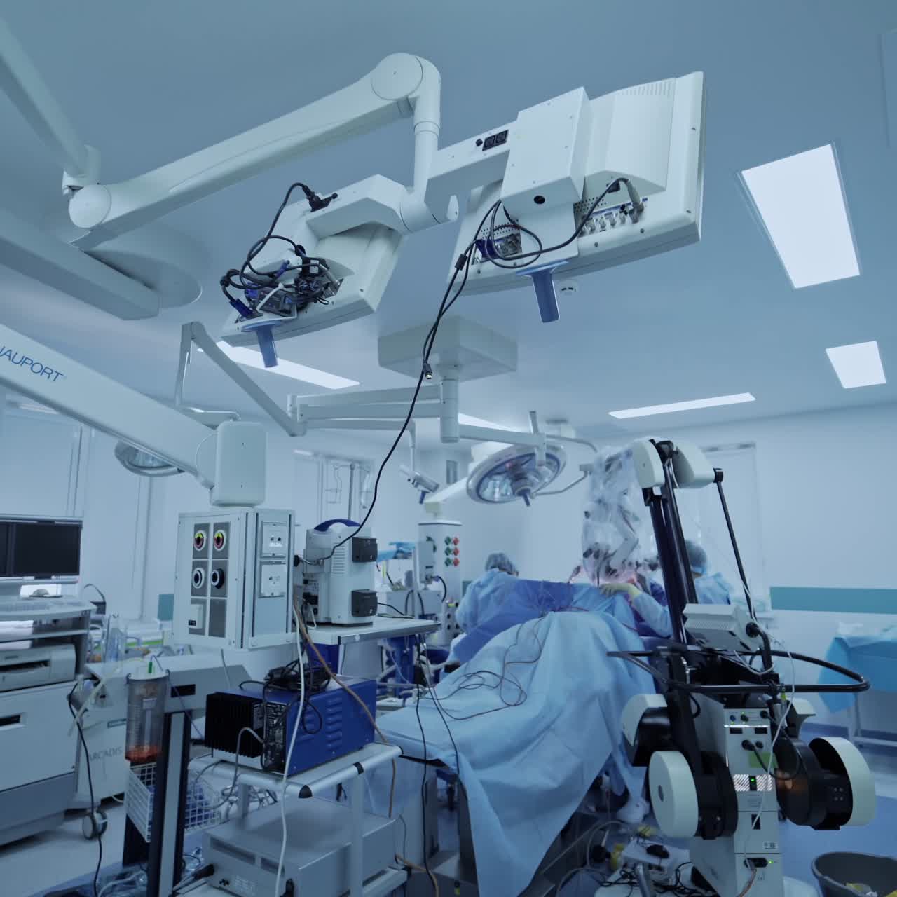 Medical team helping patient. Surgeon with his team performing surgery on a patient, operating theatre room