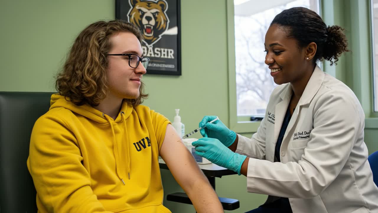 A Patient Receiving a Vaccine from a Healthcare Professional in a Friendly Clinic Environment Showcasing Compassion and Care