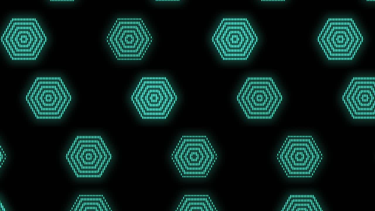 patrón de hexágonos geométricos pulsantes con luz de neón en estilo casino