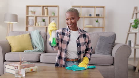 Wiping,-table-and-portrait-of-a-woman-cleaning