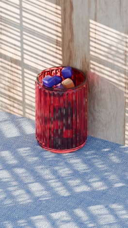 geometric decorative cubes in red vase