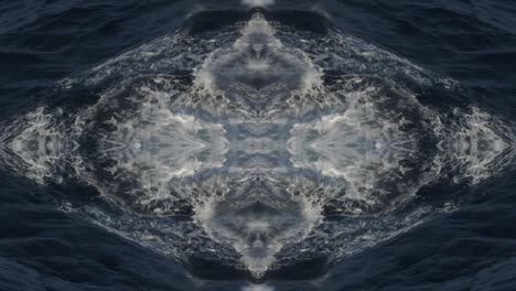 beautiful kaleidoscopic petterns from sea water and waves mirrored into abstract visuals and special effects