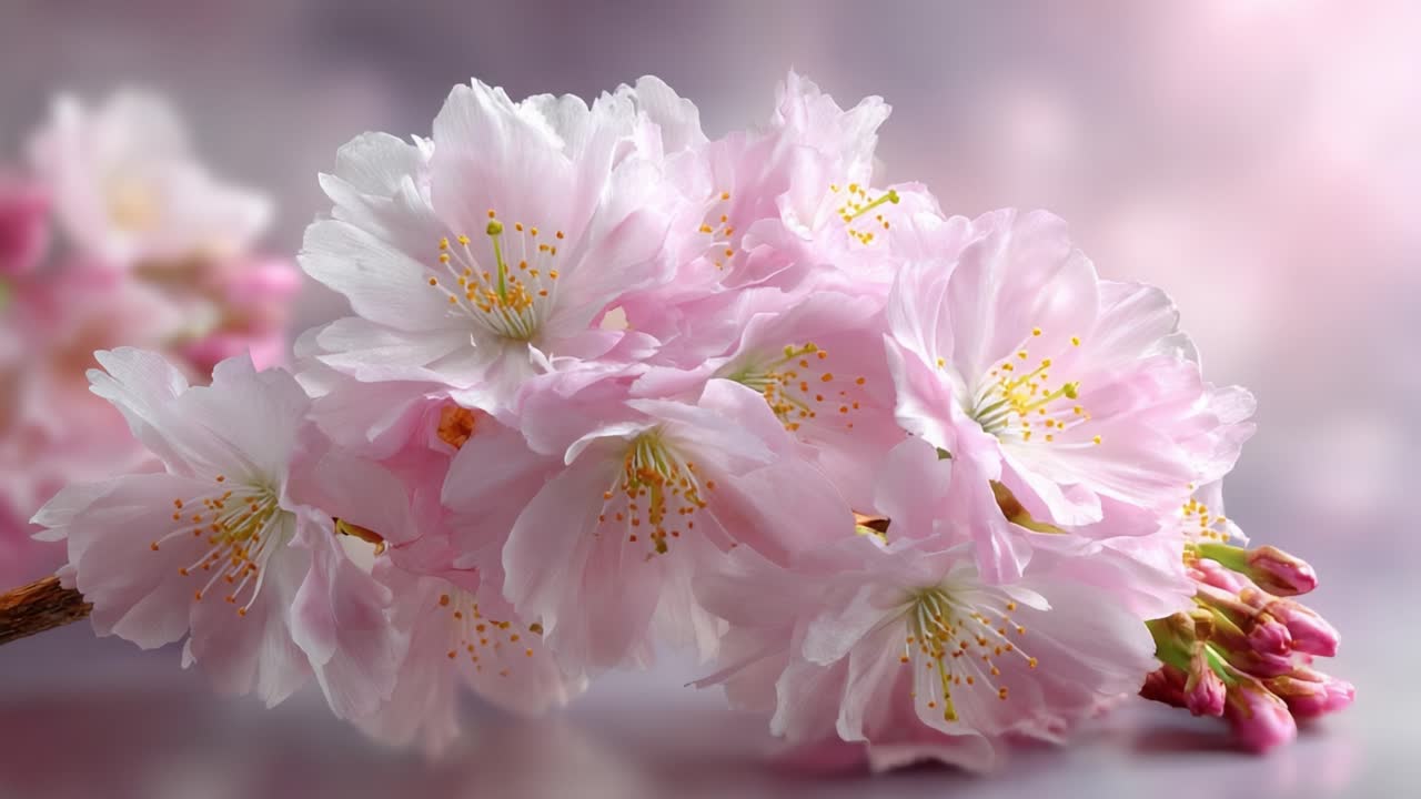 Delicate Pink Blossoms in Full Bloom Captured in Two Frames, Showcasing Nature's Beauty and the Elegance of Cherry Flowers Against a Soft, Blurred Background