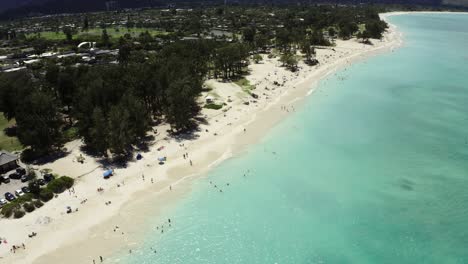 drone shot of kailua beach on oahu's tropical shoreline