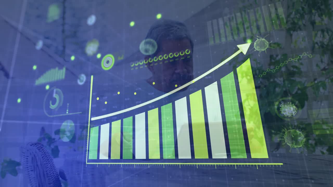 animación de gráficos y células del virus covid 19 sobre el hombre utilizando una tableta