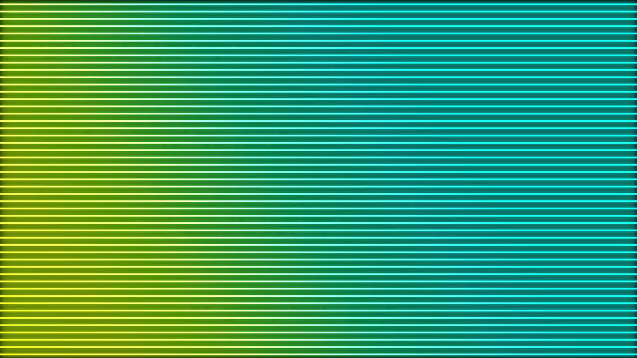 animación de líneas horizontales brillantes de neón de verde a azul sobre un fondo negro