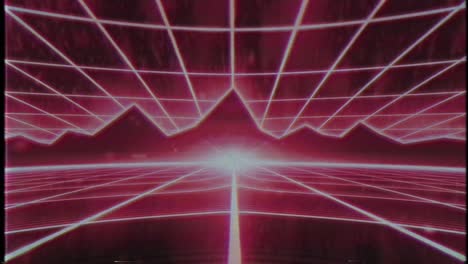 80s retro vhs cinta de videojuego intro paisaje vector arcade wireframe montañas