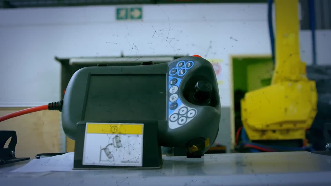 animación de una malla brillante verde sobre el robot