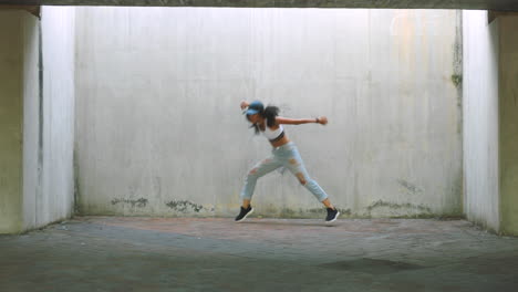 woman, urban dance and hip hop street artist