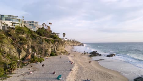 aerial view of people relaxing at thousand steps laguna beach, california