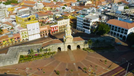 birds eye view of clock tower monument in cartagena, colombia