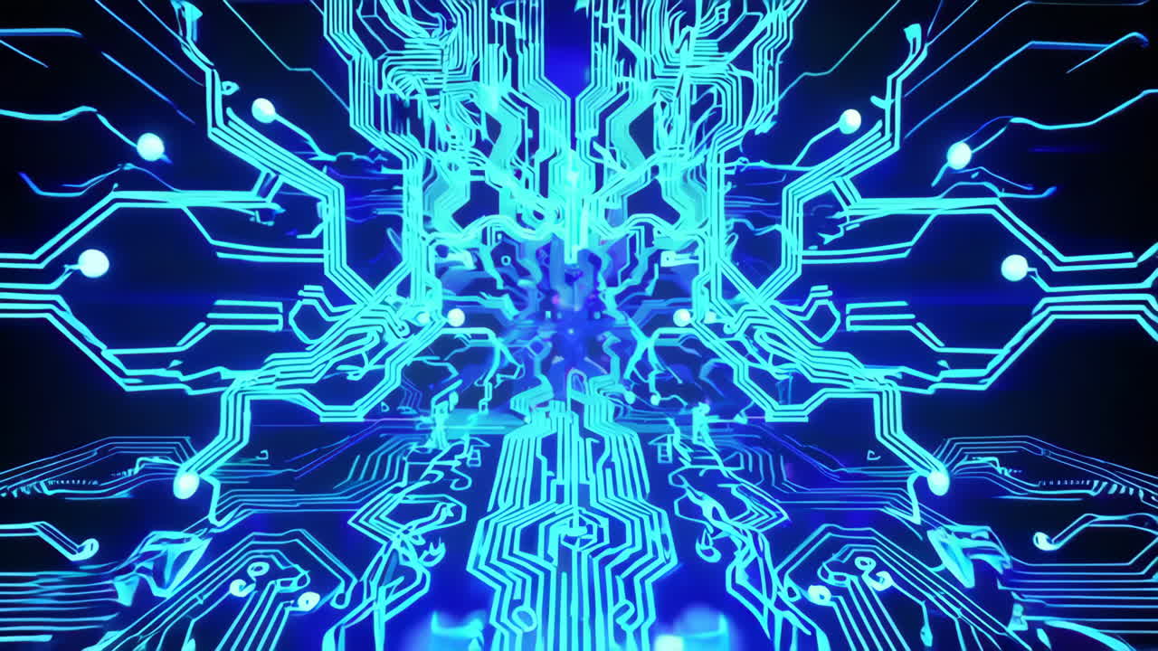 Abstract Glowing Circuit Board Pattern