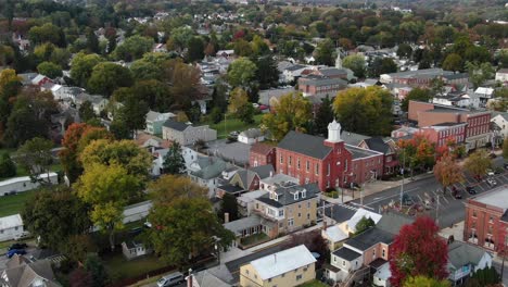 Establishing-shot-of-quaint-small-town-in-Northeast-USA