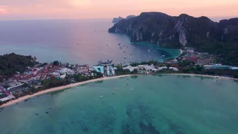 4K-Island-View-During-Beautiful-Sunset-at-World-Famous-Tropical-Tourist-Destination