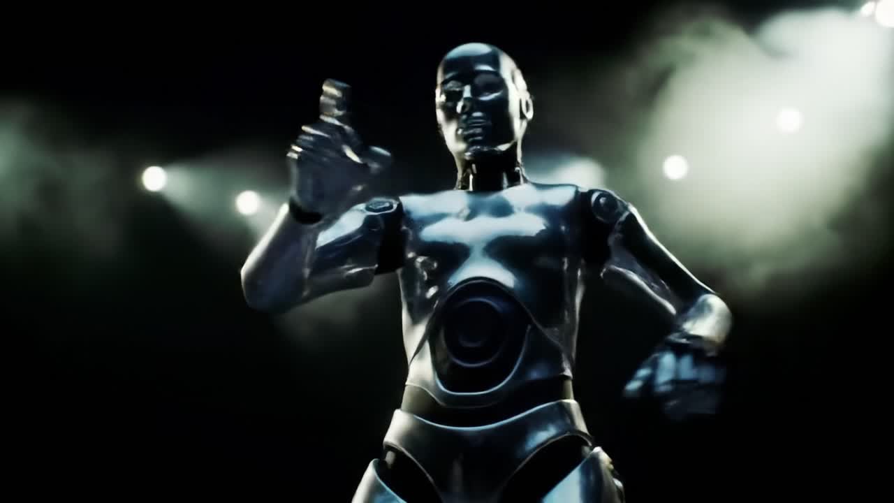 A Futuristic Robot in Motion: Exploring the Merging of Technology and Artistry in a Stunning Display of Mechanical Precision and Dance Moves