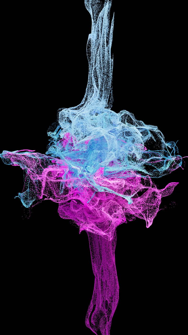 colisión de partículas, partículas decorativas, renderización en 3d.