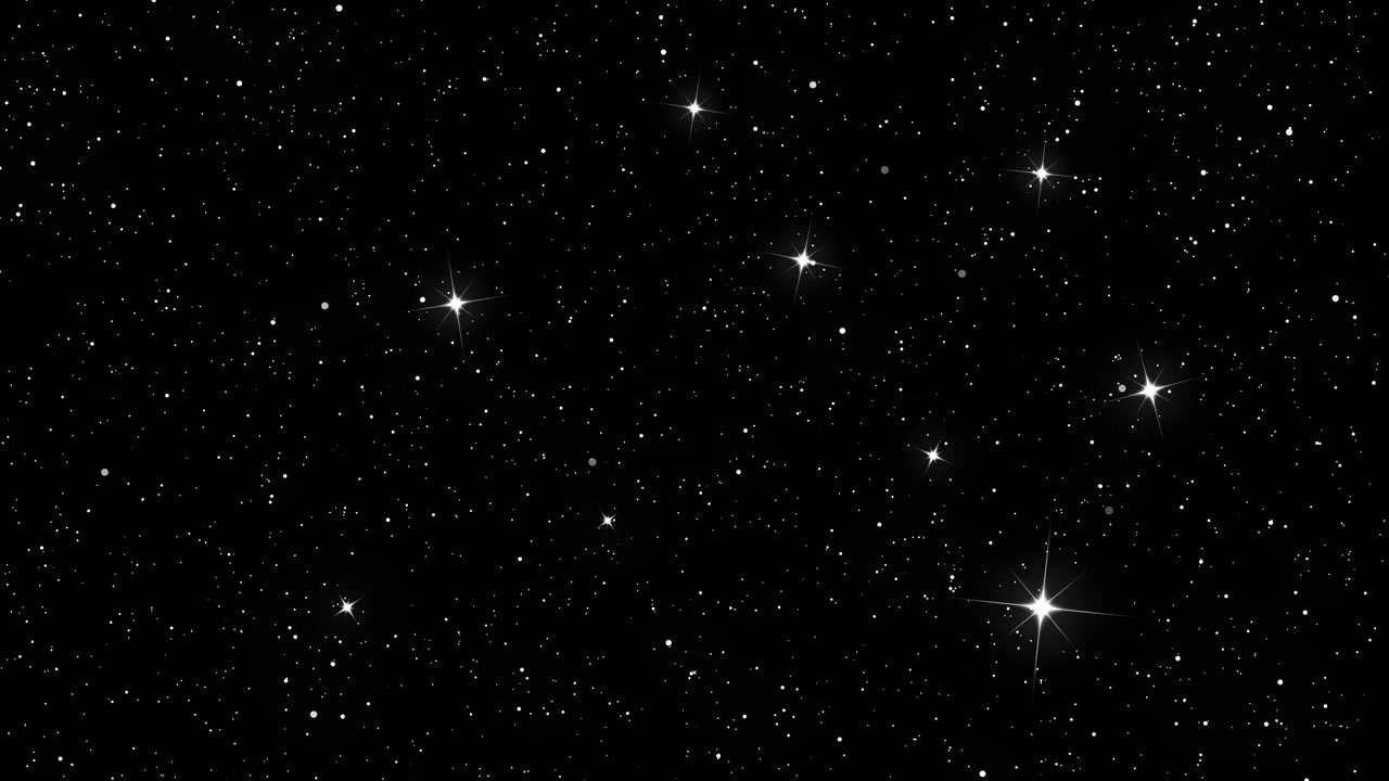 Cielo notturno stellato con stelle scintillanti e formazione di costellazioni