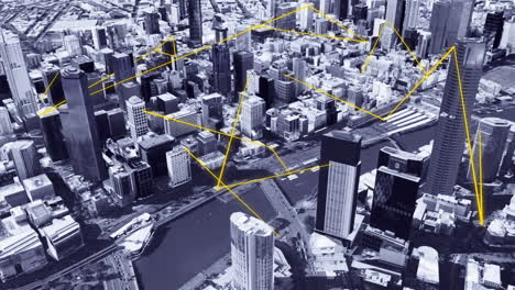 Verbundene-Stadt-Fraktallinien,-Die-Geräte-In-Melbourne-Cbd-Verbinden