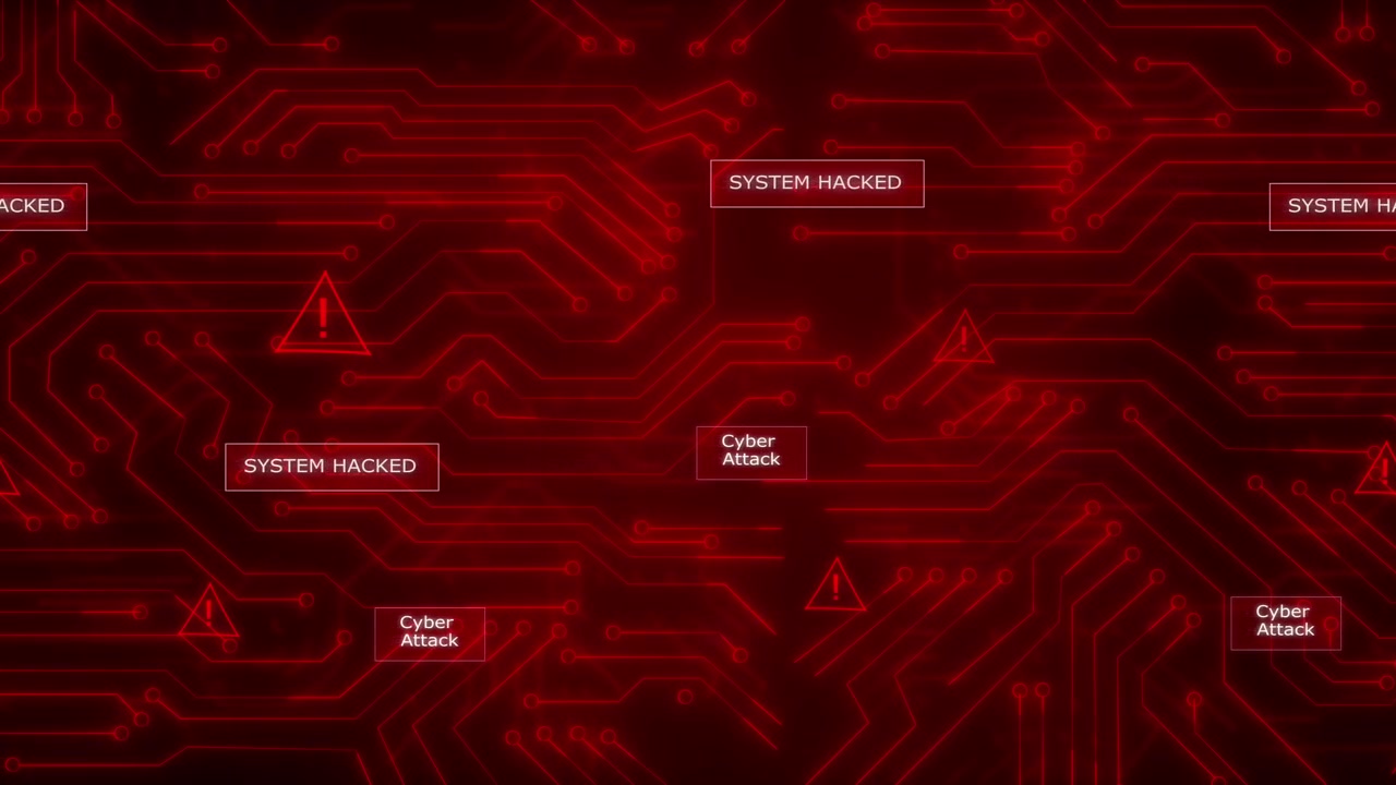 Attention danger glitched background computer virus system hacked error sign malware data breach