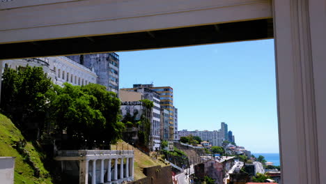 aerial view of elevador lacerda and the neighborhood around, salvador, bahia, brazil