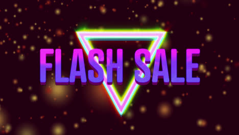 animación del texto de venta en flash sobre manchas en fondo negro