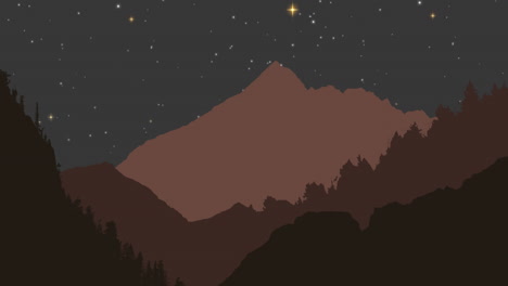 animation of mountains against night sky in background
