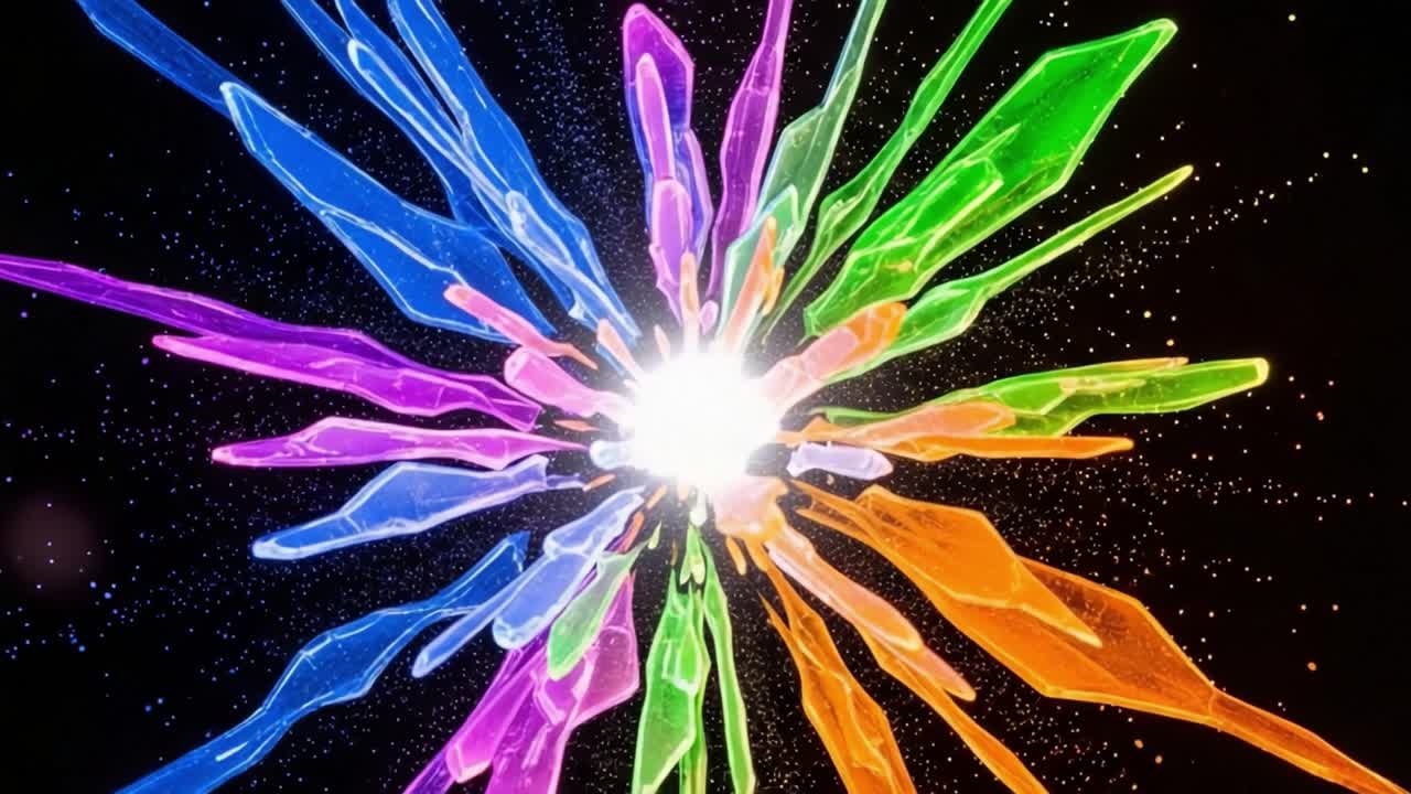 A Vivid Symphony of Colors: An Artistic Display of Explosive Symmetry and Dynamic Light in a Mesmerizing Abstract Design