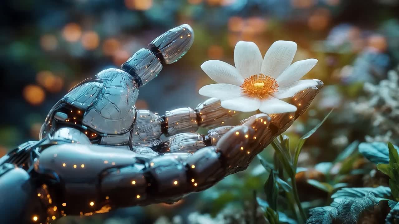 Robot Hand Holding a Flower