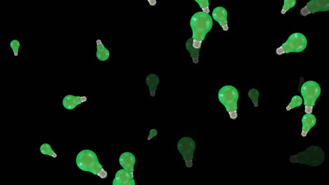 4k abstract loopable light bulb animation, black color background, green energy concept