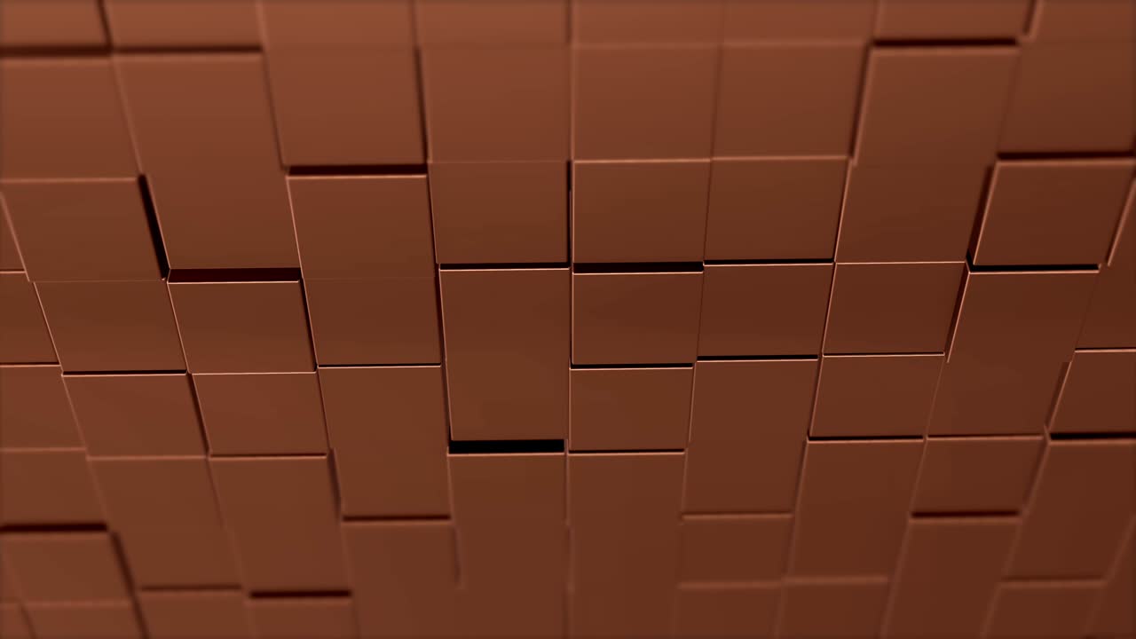 최소한의 갈색 큐빅 그리드 패턴의 추상적인 사각형 기하학적 표면, 움직입니다.