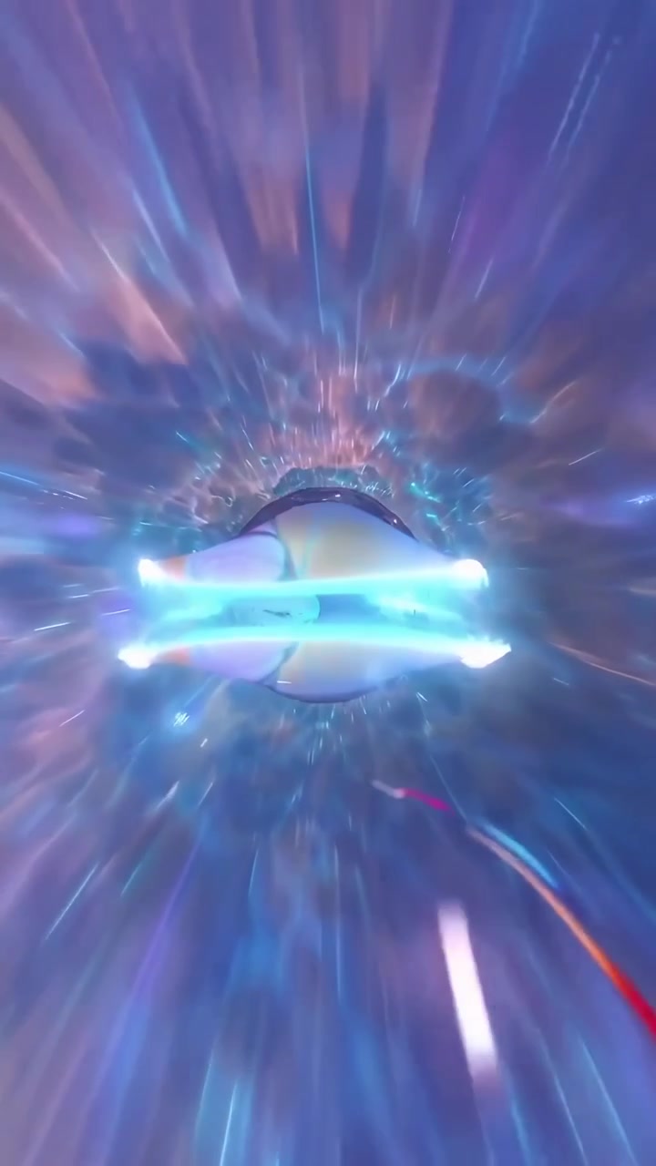 Tunnel cosmico astratto a wormhole con energia vibrante vorticosa