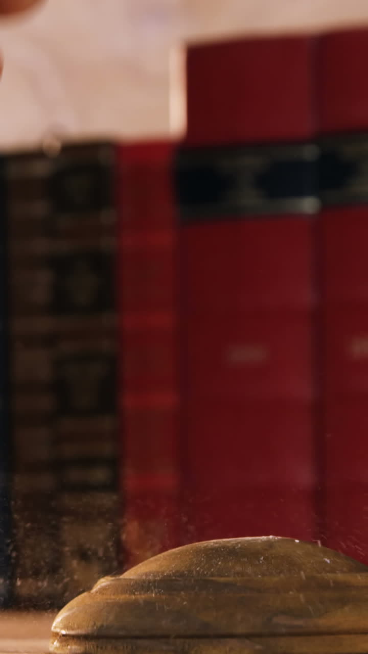 крупный план судей с молотком в руке