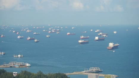 aerial view of the ship carrying the lpg and oil tanker in the sea port