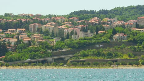 Stunning-HD-footage-of-the-Slovenian-coastline-with-houses-scattered-on-the-hillside