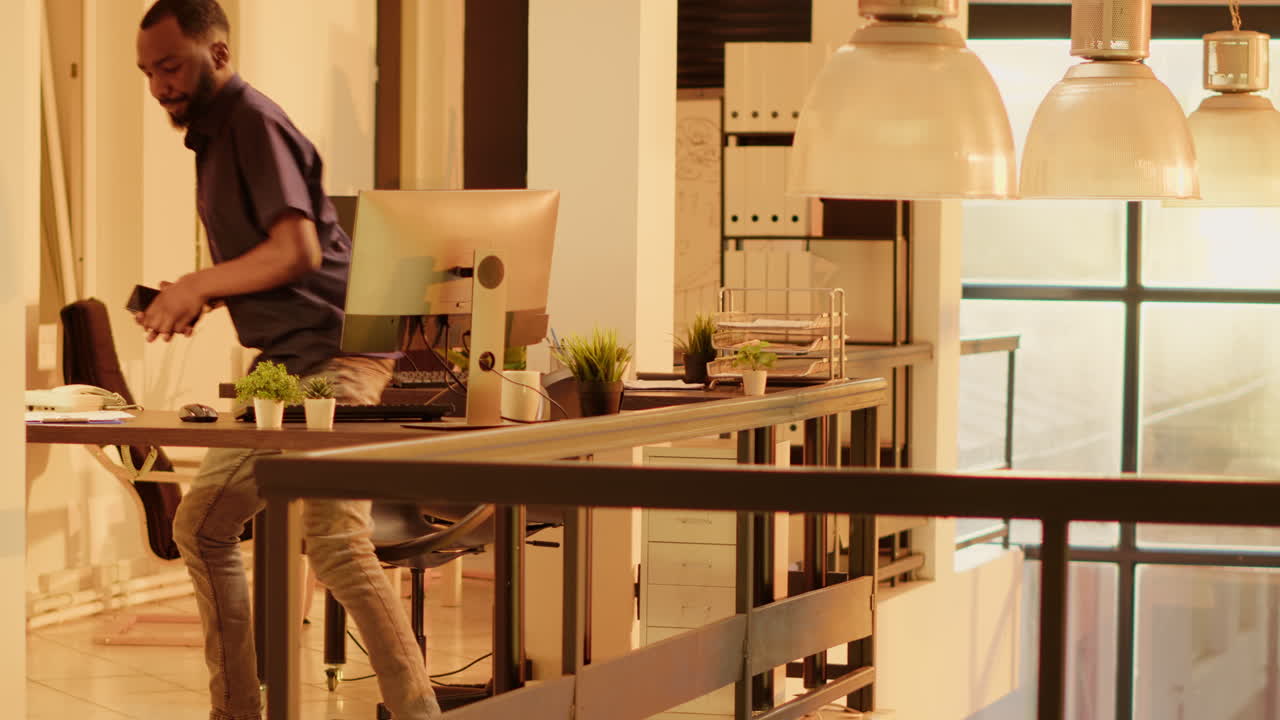 Man working at a computer in an office