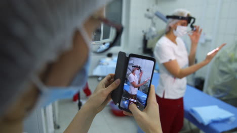 laser vision correction surgery. doctor performing eye surgery in modern clinic