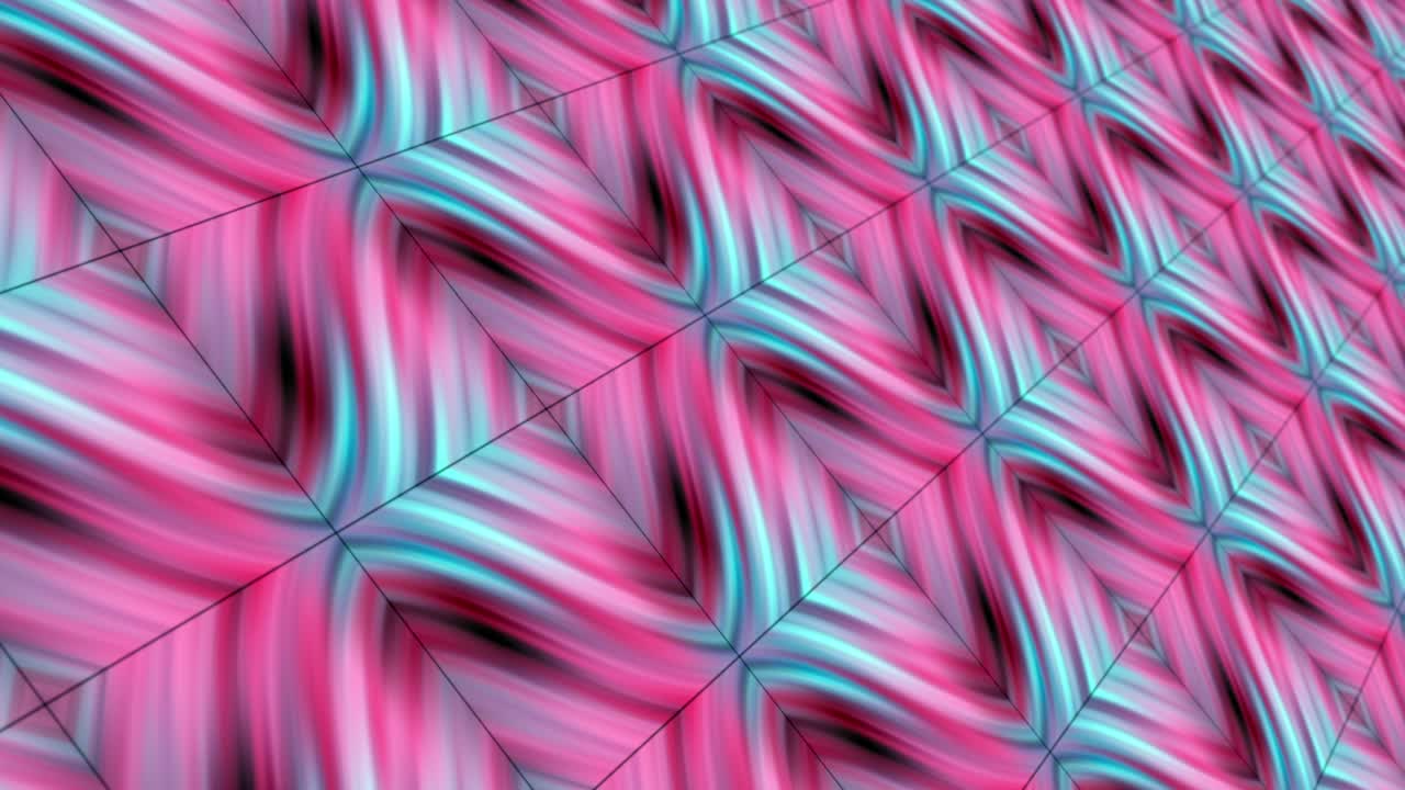 Abstract blue turquoise cyan pink gradient geometric hypnotic motion wall background. Seamless loop 4K 3D rendering. Abstract mosaic pattern wall background animation. Futuristic sci-fi science title.