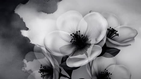 elegant black and white floral abstract art