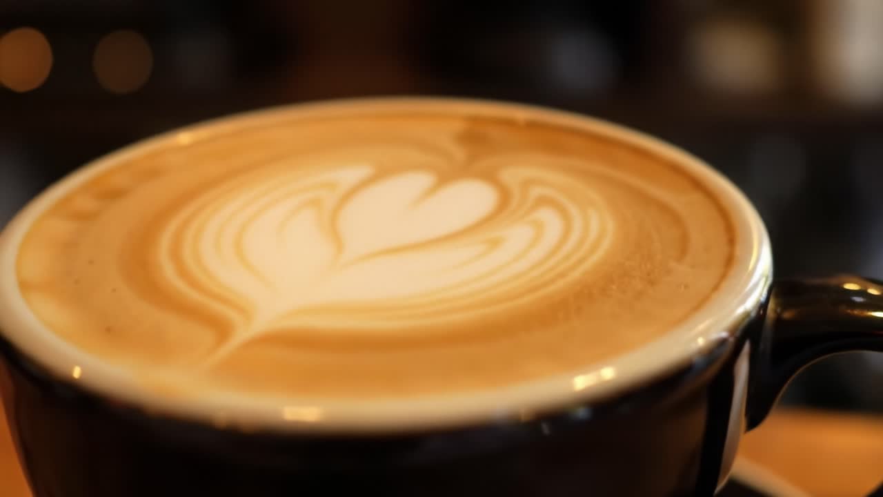 A Beautiful Cup of Coffee with Intricate Latte Art Showcasing Creamy Texture and Aroma, Perfectly Brewed for Coffee Lovers in a Warm Cafe Environment