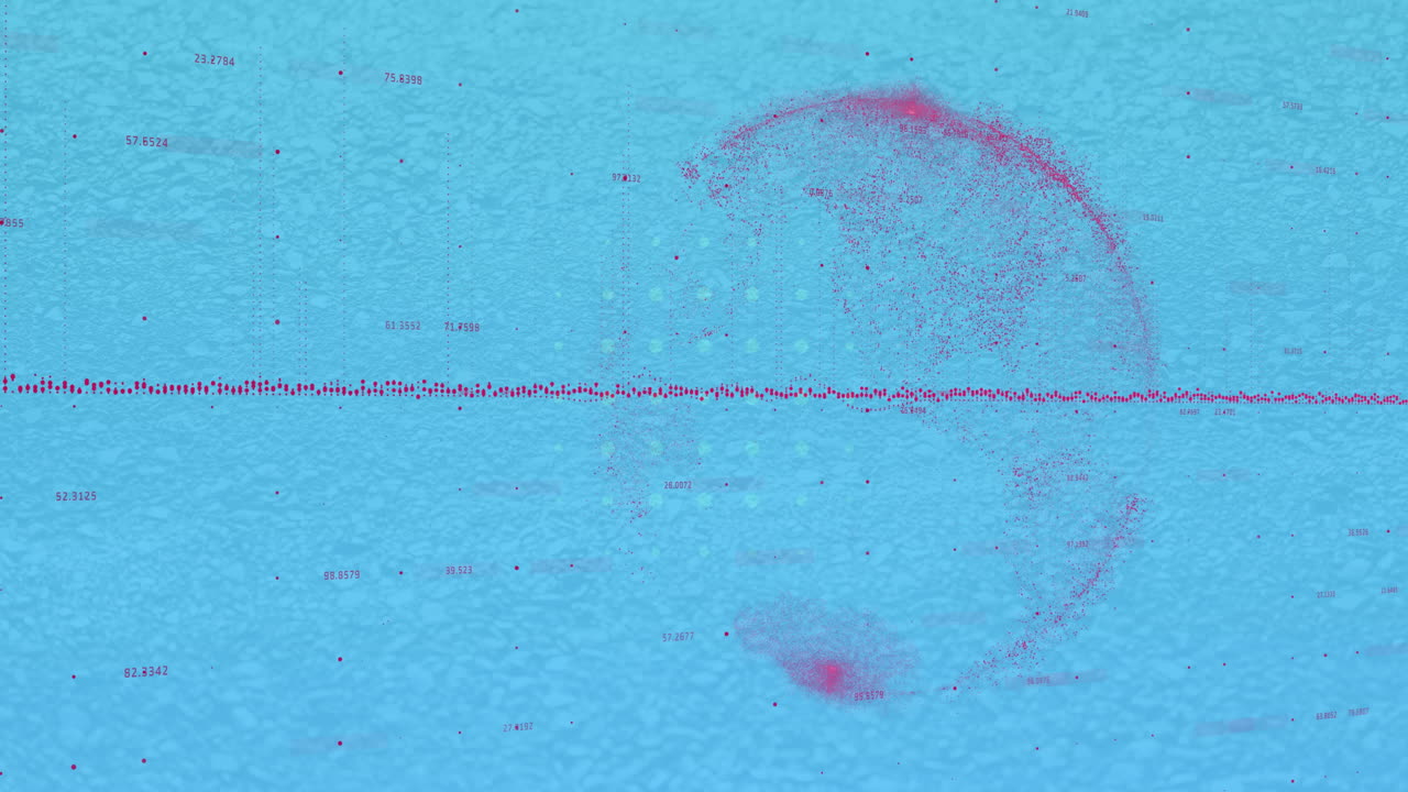 파란색 배경에 회전하는 지구에 대한 데이터 처리