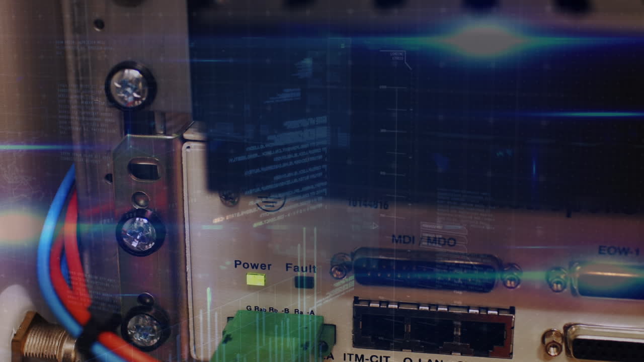 анимация цифровой обработки данных через панель управления