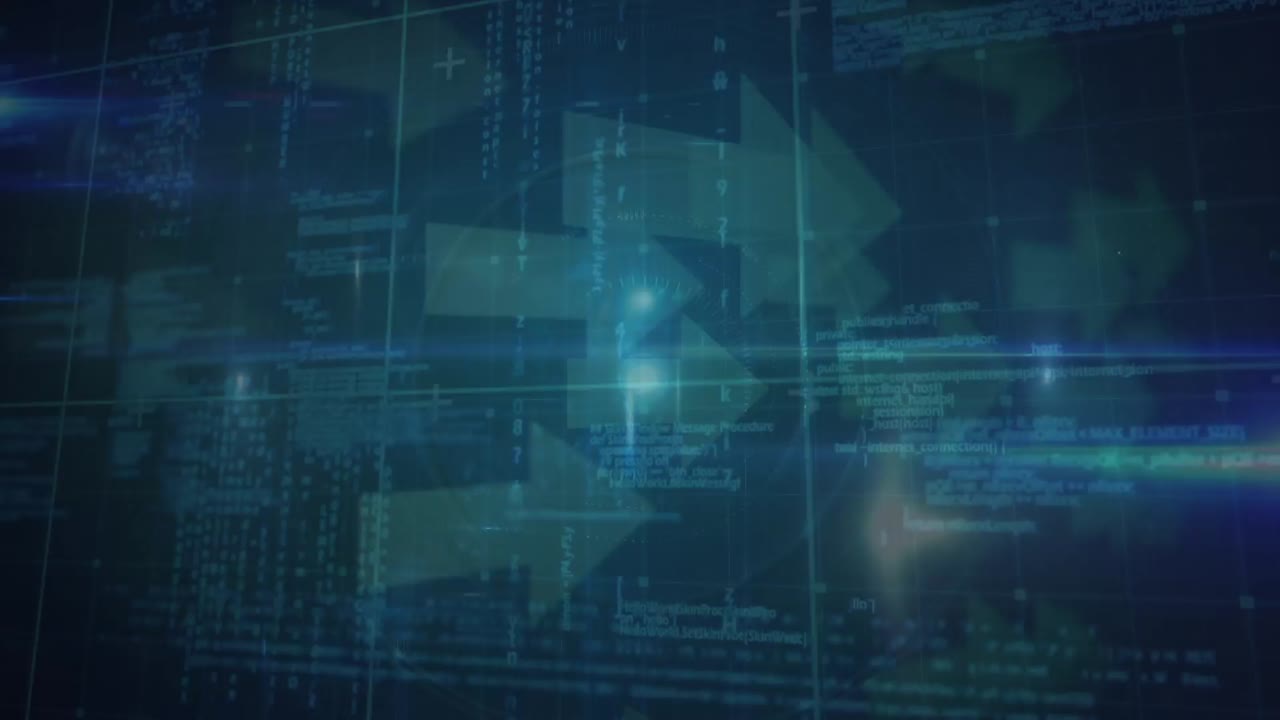 Animation of network of connections with people icons over scope scanning and arrows
