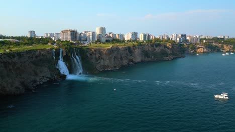 4k cinematic aerial video capturing the unique beauty of lower düden falls where freshwater meets the mediterranean -antalya - turkey_05
