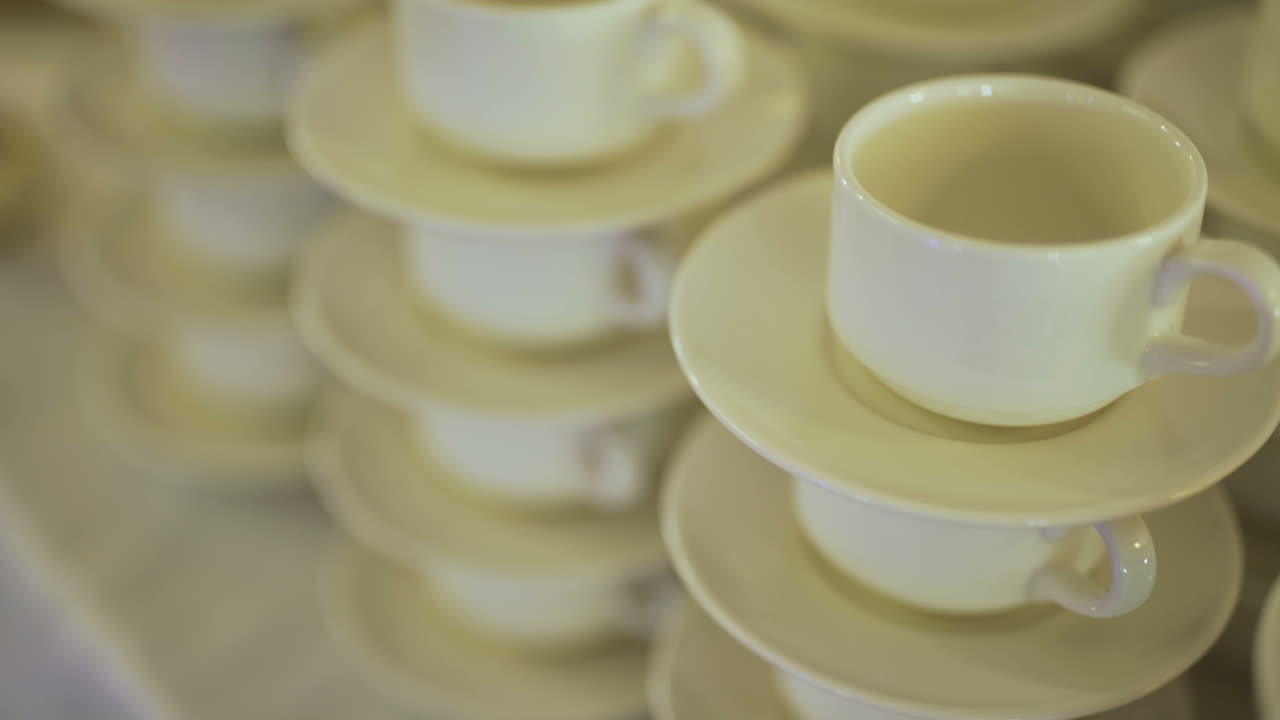 Coffee Cups Prepared For Wedding Guests 